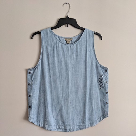 Natural Reflections (from BASSPRO SHOPS) Light Chambray Tank Top with buttons XL - Picture 3 of 14